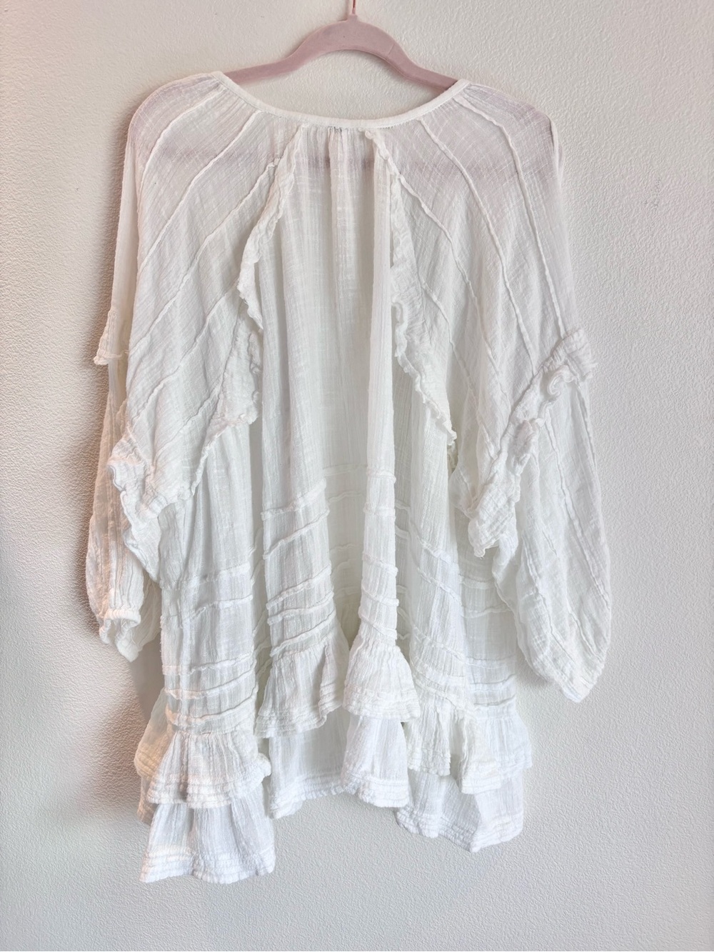 Free People Tamasi Ruffle-Trim V-Neck Tunic White Medium - Picture 2 of 8